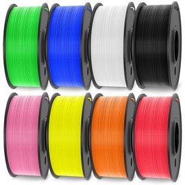 SUNLU 3D Printer Filament Bundle Multicolor PETG Filament 1.75mm, Individually Vacuum Packed, 2kg in Total, 0.25kg per Spool, 8 Pack, 8 Colors, Black+White+Green+Red+Blue+Orange+Yellow+Pink