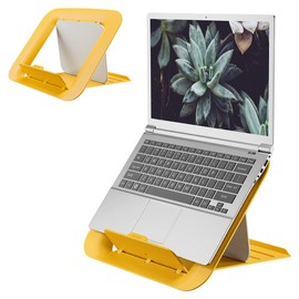 Leitz Höhenverstellbarer Laptopständer, Notebook Ständer mit 4 Höhen für 13“-15“ Notebooks, Kompakte Laptop-Erhöhung für den Schreibtisch, IGR-zertifiziert, Ergo Cosy Serie, Gelb, 64260019