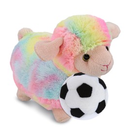 DolliBu Rainbow Sheep - Super Soft Stuffed Animal with Soccer Ball Plush - Soft Huggable Sheep, Playtime Plush Toy, Farm Life Gift, Cute Plush Doll Animal Toy for Kids and Adults - 7 Inches