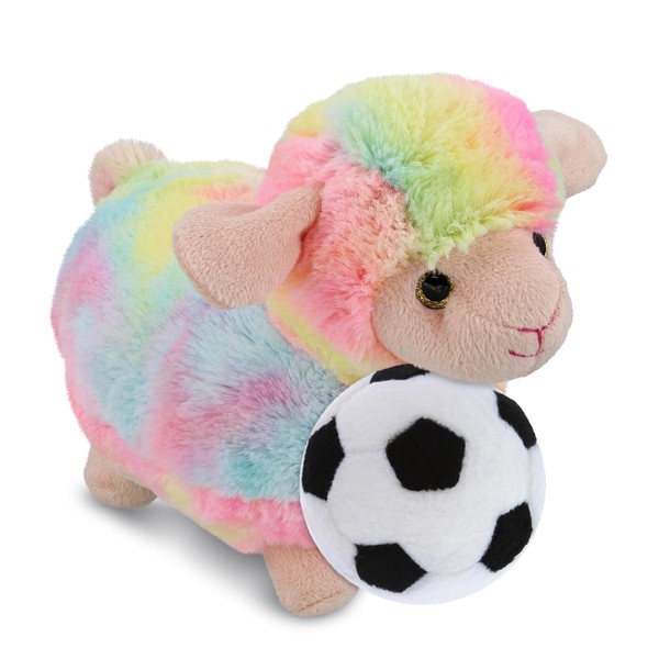 DolliBu Rainbow Sheep - Super Soft Stuffed Animal with Soccer