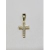 14k Gold Italian Cross with Round Cubic Zirconia Pendant