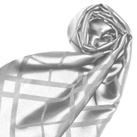 Lorenzo Cana Women's Scarf Made of 100% Silk Elaborately Jacquard Woven Damask Silk Scarf Silk Scarf 25 x 160 cm, Light grey