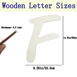 Wooden Letter F, Large 12 Inch Wooden Letters Paintable Wood Alphabet for Wall Decor, 1/5" Thick Blank Wooden Letters Signs for DIY Crafts Project Wedding Birthday Party Room Home Decor