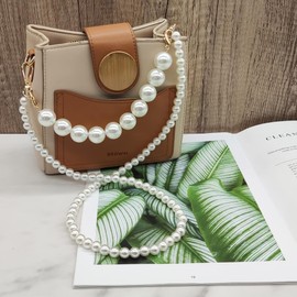 HAOBIN Pack of 2 Pearl Handle Chain Bag Chain Pearl Grain Chain Strap Bag Chain Bag Handle Replacement Bag Chain Decoration Chain Shoulder Strap Chain Replacement Women's Bag Chain