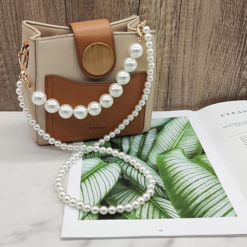 HAOBIN Pack of 2 Pearl Handle Chain Bag Chain Pearl