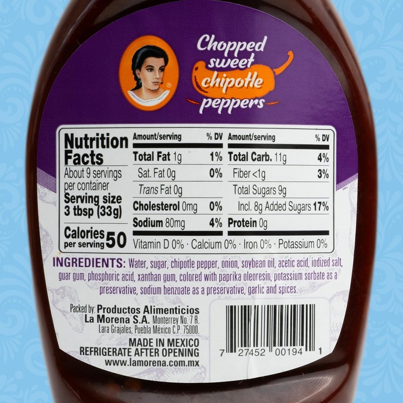 La Morena Chopped Sweet Chipotle Peppers Dressing, Ideal for Salsas,