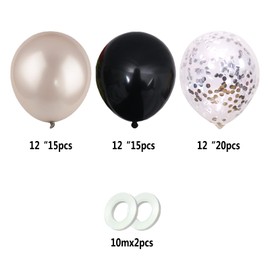 12inch Black Silver Balloons and Silver Confetti Balloons for Birthday Retirement Shower Graduation Wedding Anniversary Party Decoration