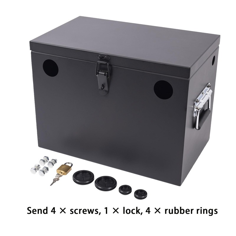 Peastorm Lockable Car/RV/Marine Battery Box, Adjustable Steel Battery Relocation Kit