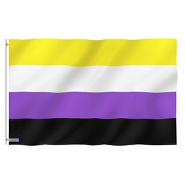 Fontee® [ Non Binary Flag ][90 x 150 cm ][ Screen Print] [ Vibrant Colour ] [ UV Fade Resistant ] [ Canvas Head ] [ Double Stitched ] [ Thick Brass Eyelets ] [ NB Pride Genderqueer Gender Identity