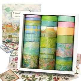 Juego de 20 rollos de cinta Washi vintage y 30 piezas de pegatinas para sellos de plantas de naturaleza floral, cinta adhesiva estética para suministros de álbumes de recortes, junk journal