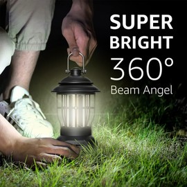 NEUEFAMI Camping Lamp, COB Lantern for Power Outage, Lantern for Emergency Supplies, Suitable for Indoor and Outdoor, Camping Site, Outdoor Portable Lantern, Black