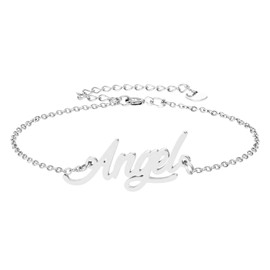 HUAN XUN Angel Name Bracelet for Womens Jewelry Gifts Stainless Steel