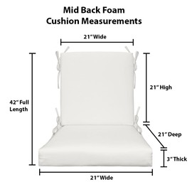 RSH Décor: Indoor Outdoor Foam Mid Back Chair Cushion | All Weather Polyester Fabric | Seat 21” W x 21” D x 3" Thick & Back 21” W x 21” H x 3" Thick | Dailey Pewter Floral Scroll