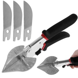 Fxvhojq Miter Shears Aluminum Alloy Multi Angle Trunking Shears Precise Shoe Molding Cutter Tool 45°- 135° Miter Shears Cutter Hand Tool with 3 Blade and Safe Lock for Angular Cutting(Silver)