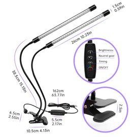 inShareplus LED UV Lamp Dual Head with USB, 20W Dimmable UV Light with Clip, Glow in The Dark, 395nm-405nm Black Light for Party, Stage, UV Glue Curing Resin Paint, Collection, Aquarium