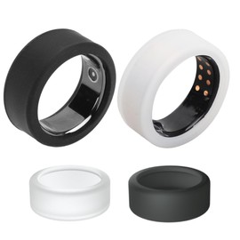 2 PCS Ring Cover for Oura Ring Gen 3 / AIZO Ring, SiliconeSkin Friendly Smart Ring Protector, Elastic Case Black and White (S)