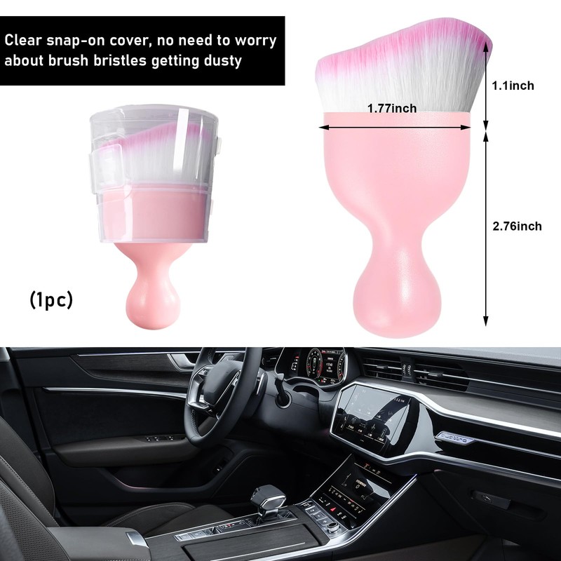 Ziciner Car Detailing Brush, Curved Soft Bristles Auto Removal Dust