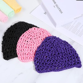 3PCS Net Hair Wrap, Soft Hair Nets for Sleeping Mesh Crochet Hairs Net Rayon Crocheted Sleep Caps Hairs Wraps Crochet Hairnet Sleep Cap Elastic Mesh Hairs Snoods for Women Thick, Long, Short or Curly