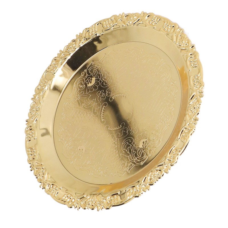 Round Decorative Dinner Plate Stainless Steel Storage Tray for Jewelry