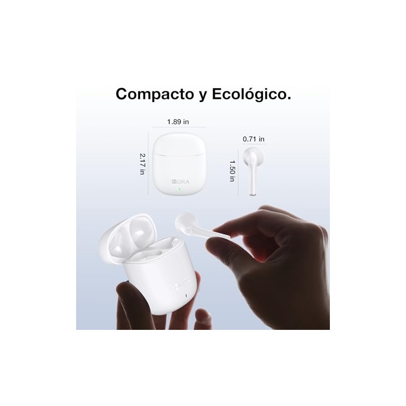 1 Hora Audífonos Inalámbricos Bluetooth In Ear con Control Táctil