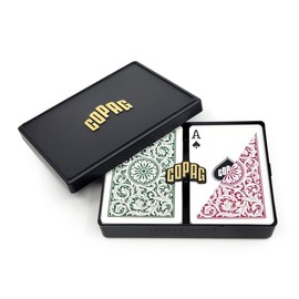 Copag 1546 Design 100% Plastic Playing Cards, Bridge Size Green/Burgundy (Standard Index, 1 Set)