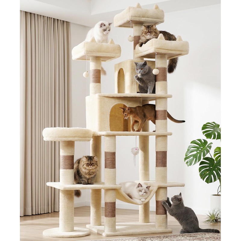 LIKISAK Cat Tower, 71 Inch Heavy Duty Cat Tree for