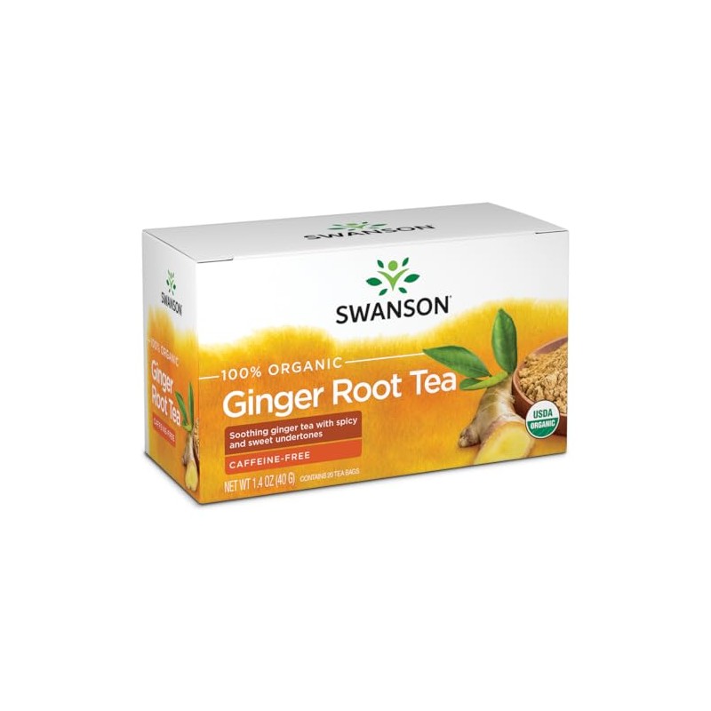 Swanson 100% Certified Organic Ginger Root Tea 20 Bag(S)