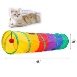 iCAGY Cat Toys for Indoor Cats Interactive, 25 Assorted Cat Stuff Toys Pack Including Crinkle Tunnel Ball Wand Teaser Feather Mouse Mice Spring Assortment kit for Cats Kittens Rabbits Puppies Rainbow