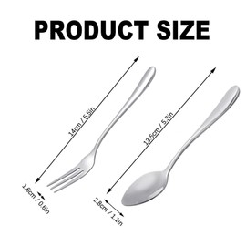 RETON 12 Stück Dessertgabel und Löffel Set aus Edelstahl, 3 Zinken, Kuchen, Obststeak, Gabel und Kaffeelöffel für Zuhause, Hochzeit, Party, Café, Restaurant (6 Gabeln+6 Löffel)