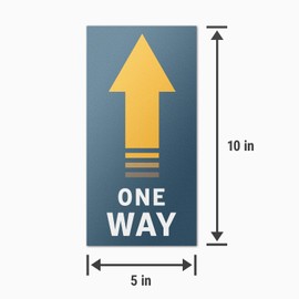 101SIGNCITY One Way Arrow Floor Decals – 10x5 Inch Vinyl Directional Stickers (2 Pack) | Anti-Slip & Durable Signage for Smooth Surfaces, Traffic Flow & Wayfinding – Blue/Yellow/White
