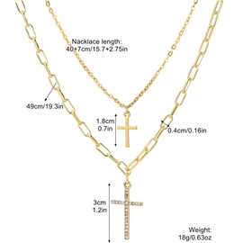 FUTIMELY Cross Necklace for Women,14K Gold Plated Layered Satellite Paperclip Figaro Chain NecklacesPearl Cross Choke Necklacer Trendy Jewelry (Cross)