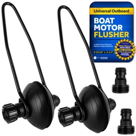 Five Oceans Outboard Motor Muffs, Universal Outboard Motor Flusher, Black PVC Marine Grade Round Muffs, Coated Steel Bracket, Includes Garden Hose Connector & Quick Connect Adapter 2-Pack -FO1871-M2