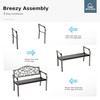 MFSTUDIO 43.7 Inches Outdoor Garden Bench, Cast Iron Metal Frame