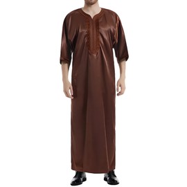 Musuly Men's Kaftan - Traditional Thobe Abaya Djellaba, dark brown