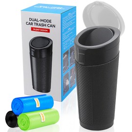 ZSZJOLCT Car Trash Can with Lid, Leakproof Mini Car Trash Bin with 180 Attached Trash Bags, Easy to Clean Cup Holder Trash Can for Car, Home, Office