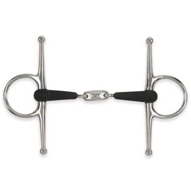 Shires Equikind Plus Full Cheek Peanut Link Bit 5 inch Silver Black