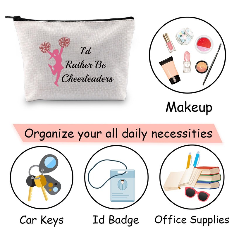 JXGZSO Cheerleading Toiletry Bag Cheer Team Gift I'd Rather Be