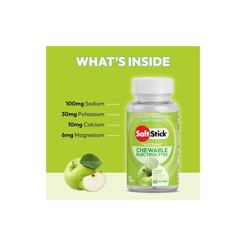 Saltstick Tabletas Masticables Electrolitos Manzana Verde Sal Corredores Hidratación Unidades