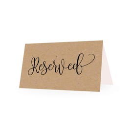 25 Rustic VIP Reserved Sign Tent Place Cards For Table at Restaurant, Wedding Reception, Church, Business Office Board Meeting, Holiday Christmas Party, Kraft Printed Seating Reservation Accessories