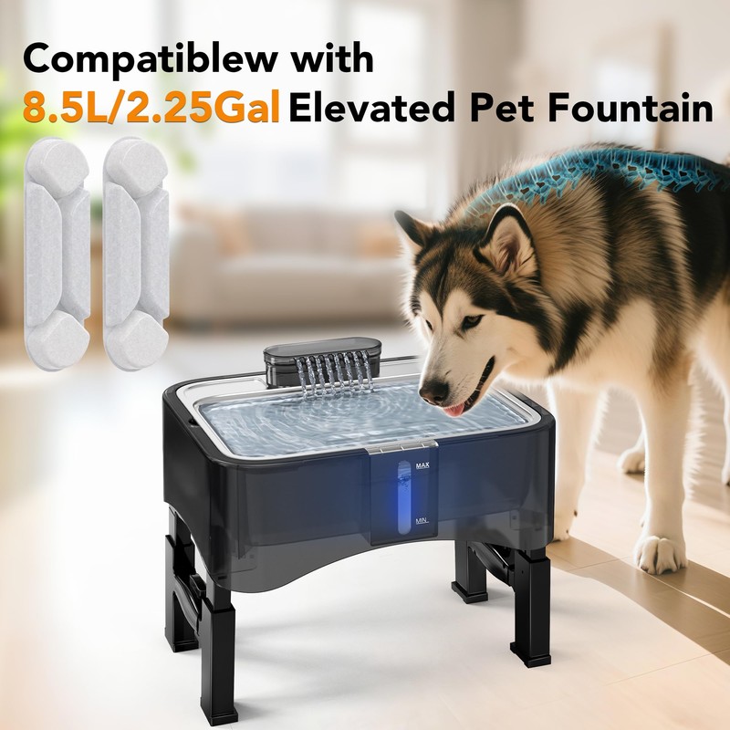 UPSKY 2.25Gal Elevated Dog Water Fountain Filter, 5 Pcs Replacement