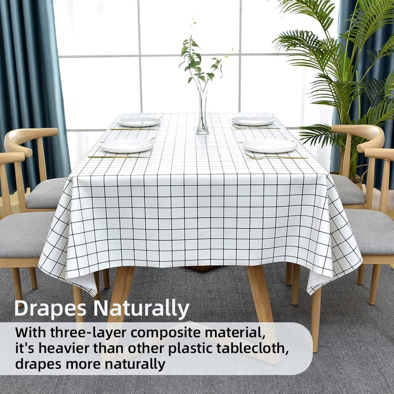 Plenmor Table Cloth Wipeable Tablecloth PVC Plastic Wipe Clean Waterproof