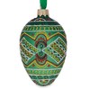 Green Geometric Pysanka Ukrainian Egg Glass Christmas Ornament 4 Inches