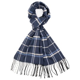 NevEND Men Women Winter Warm Cashmere Feel Winter Scarf Plain Soft Warp Fashion Long Shawl (NavyBeige)