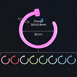 Decentraland 2PCS Yellow 20G 0.8mm PMMA Acrylic Septum Piercing Horseshoe Septum Nose Rings C-shaped Nose Lip Piercing Septum Jewelry for Women 8mm