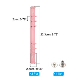 PATIKIL A5 6-Hole Ring Binder Mechanisms, 2 Set Binder Spines Replacement for Office Planners Documents Recipes Organization Storage, Pink