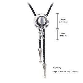 JPJZY BRBAM Initial Pendant Bolo Tie Western Cowboy Hat and 3D Alphabet Letter Bolo Tie Western Cowboy Leather Necklace for Men (R - Silver)