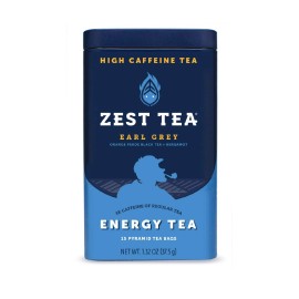 Zest Tea Premium Energy Hot Tea, High Caffeine Blend Natural  - 15 Sachet Bags