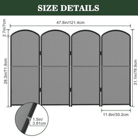 Fireplace Screen Stand Black 4 Panel Fireplace Cover Metal Fire Spark Guard Cover Foldable Decorative Fireplace Screen for Home Indoor Fireplace, Black (47.8" W x 31" H)