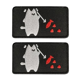 2 PCS AliPlus Blackbeard Pirate Patches Cat Fork Fish Patch Embroidered Tactical Morale Patch Applique Fastener Hook and Loop