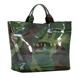 KAMEILONG Women's Large PVC Tote Bag Letters Print Handbags Kraft Paper Shoulder Bag Clear Shopping Hobo Bag (Camouflage Green)
